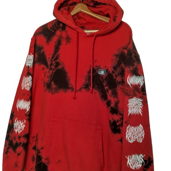 Sketchy Tank Lurking Class Hooded Sweatshirt Hoodie Medium Red Black Tie Dye - Picture 1 of 16